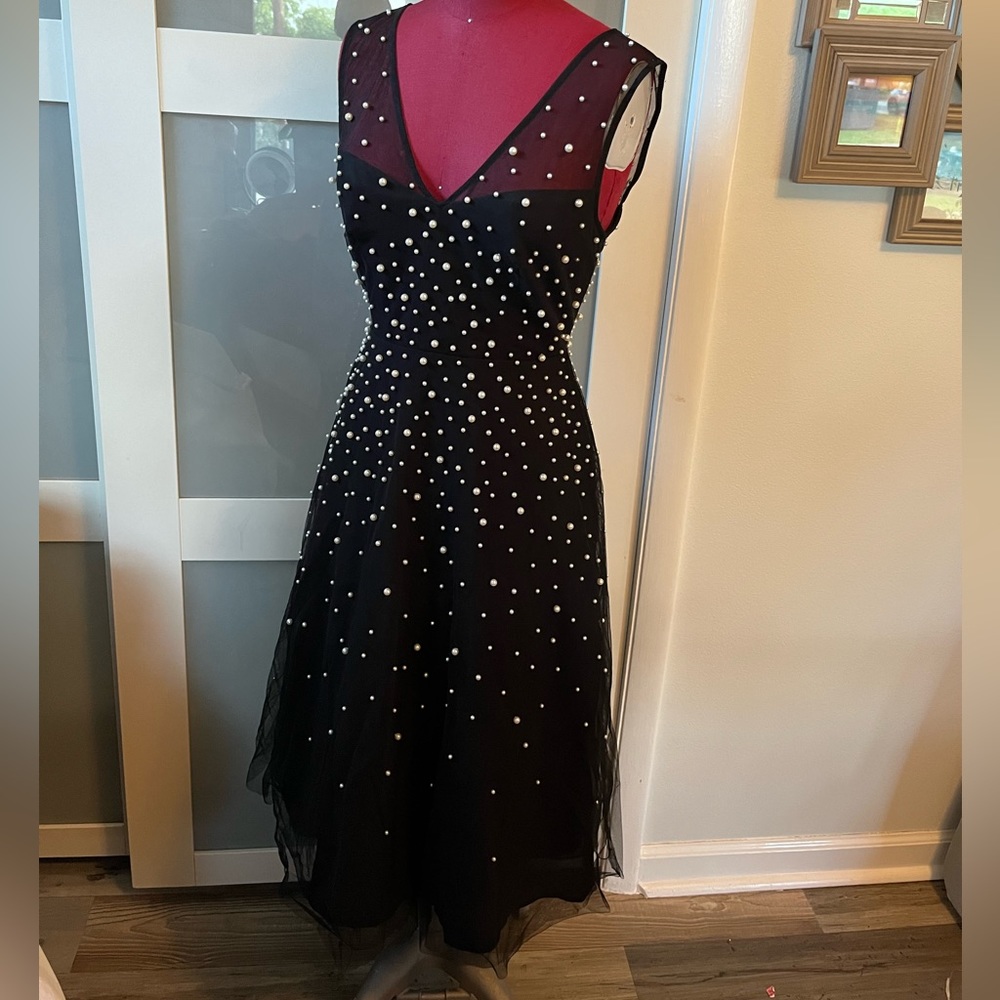 New BCBGMaxAzria Size 2 Black Pearl Dress Cocktail Wedding